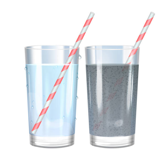 istock Glass of pure and dirty water. Vector illustration. 1394171348