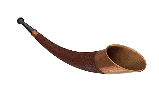 Traditional Hunting Horn on a white background. 3d Rendering