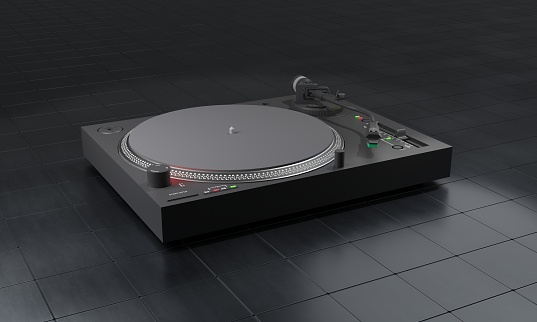 A black turntable abstract background. 3D render