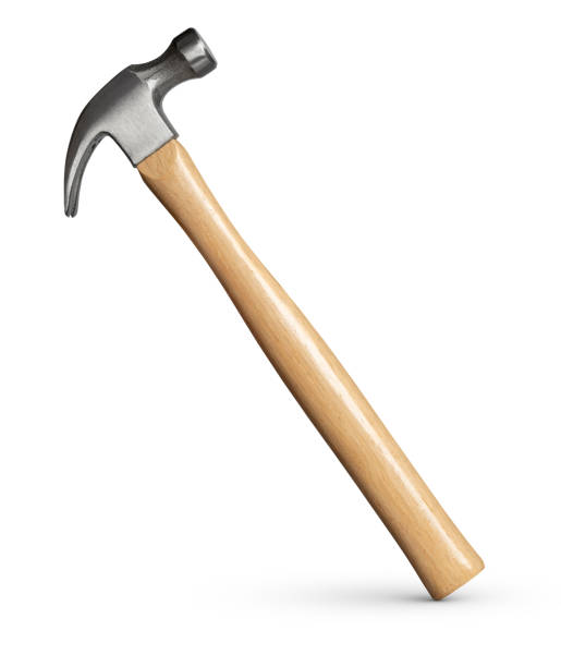 istock Metal hammer with wooden handle on white 1394180664