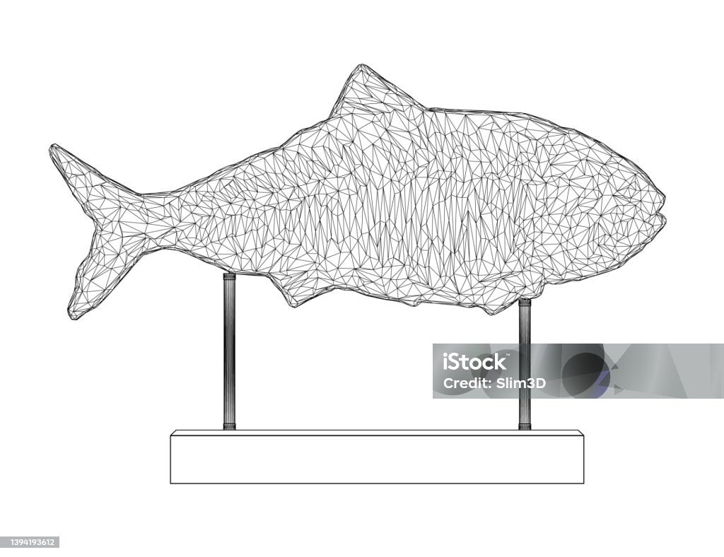 Fish Figure Line Fish Figurine Wireframe From Black Lines Isolated On White Background ...
