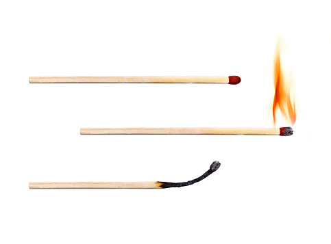 Burning match and burnt match