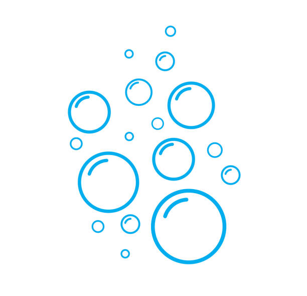 illustrations, cliparts, dessins animés et icônes de bulles de savon sur fond blanc. boissons gazeuses. icônes de ligne plate. illustration vectorielle - bulle
