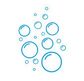 istock Soap bubbles on white background. Fizzy drinks. flat line icons. Vector illustration 1394197779