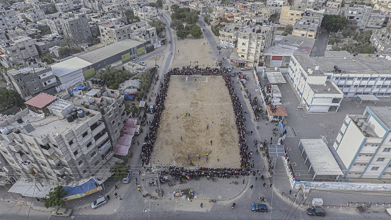An Aerial footage for Football match in Gaza