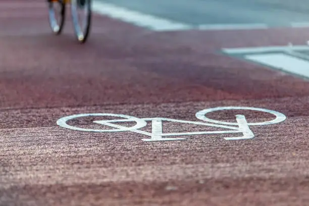 bike path icon on red coating