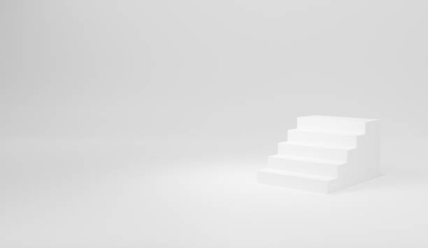 istock 3d image of white stairs on white background. 1394204275