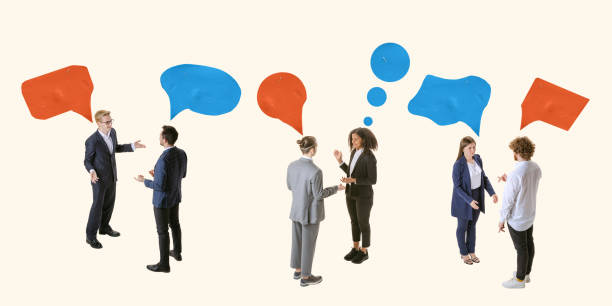 istock Contemporary art collage. Employees gathering together to discuss business questions, develop new profitable ideas 1394204591