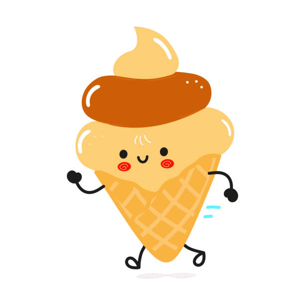 istock Cute funny running ice cream. Vector hand drawn cartoon kawaii character illustration icon. Isolated on white background. Run ice cream concept 1394207333