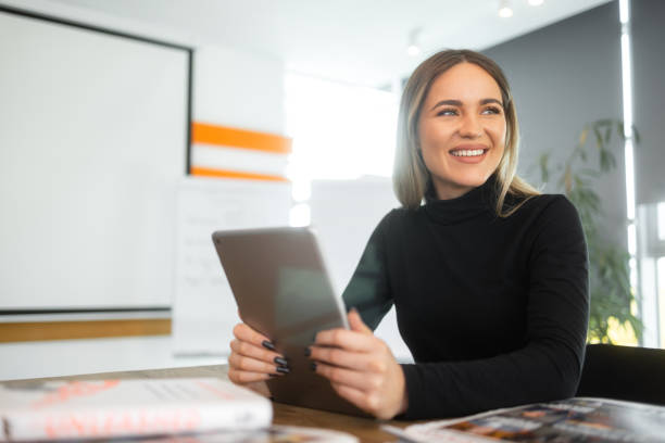 Woman in office stock photo