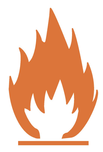 simple symbol of flammable product in orange color simple symbol of flammable product in orange color inflamable stock illustrations