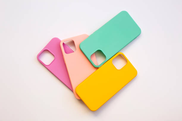 istock Cases set for smartphone on white background. Silicone protection for mobile phone. Colorful silicone phone cases. 1394217307
