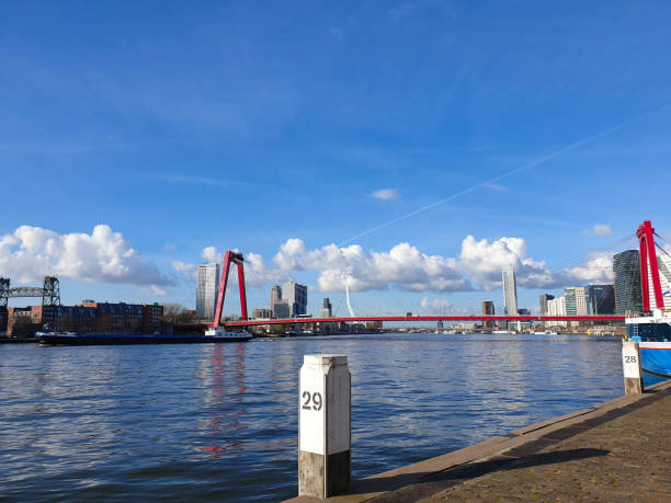 istock Skyline of downtown Rotterdam against blue sky with cloudscape 1394220451