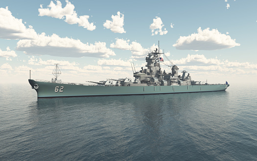 Computer generated 3D illustration with an American battleship of World War II