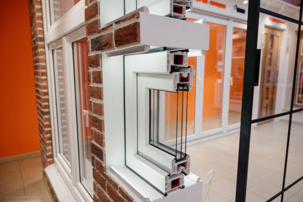 istock Section of window profile with metal, glass and insulation 1394225714