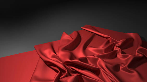 istock Abstract red silk on black christmas background. Black background with red canvas 1394225864
