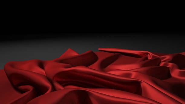 istock Abstract red silk on black christmas background. Black background with red canvas 1394225879