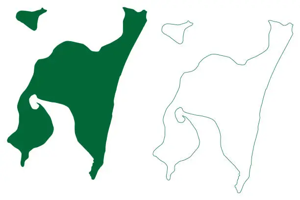 Vector illustration of Inhaca island (Republic of Mozambique, Indian Ocean) map vector illustration, scribble sketch Ilha da Inhaca map