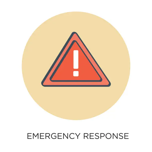 Vector illustration of Vector flat design emergency symbol emergency response icon illustration in circle layout with black type