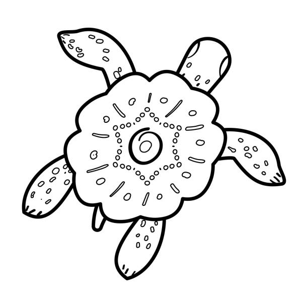 ilustrações de stock, clip art, desenhos animados e ícones de african turtle with a pattern on the shell. vector cartoon illustration page or book for kids and adults - animals and pets isolated objects sea life