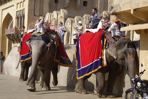 Paris, France - August 27, 2023: Street parade during festival of the god Ganesh. The Hindu and Tamil community celebrates the birthday of god-elephant Ganesh, Ganesh Chaturthi.