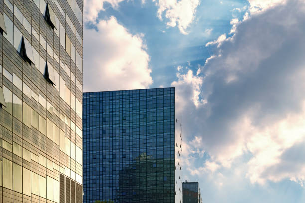 Facade of modern building in business district