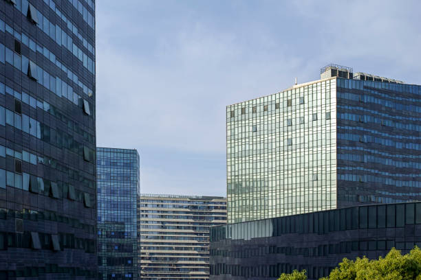 istock Facade of modern building in business district 1394242605