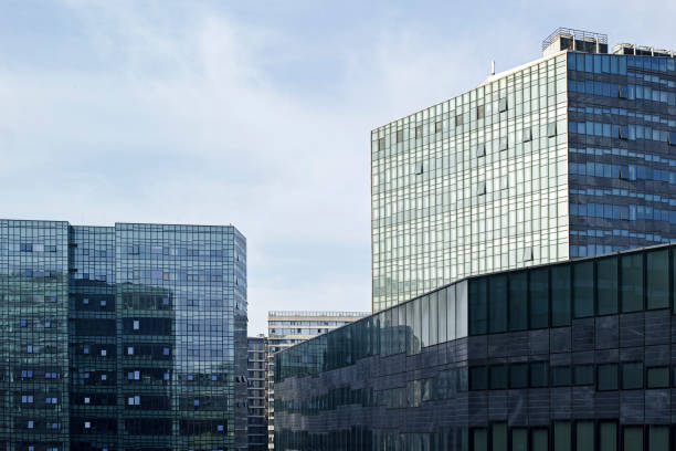 istock Facade of modern building in business district 1394242679
