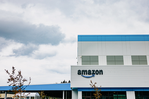 An Amazon warehouse for orders and delivery in Puyallup, Washington.