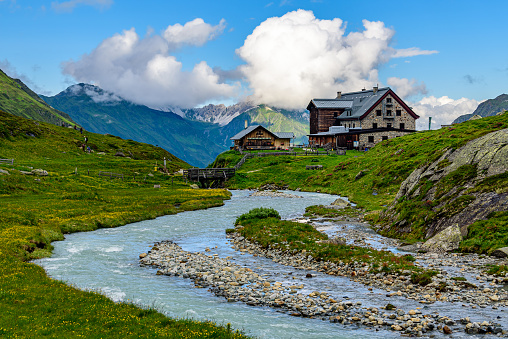 Franz-Senn hut located in the Oberbergtal valley in Stubai Alps.