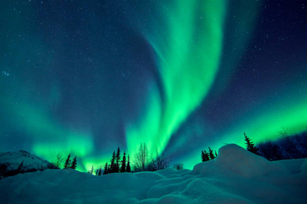 istock Green Aurora Borealis at Midnight, Alaska, USA 1394244844