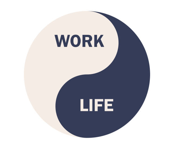 Work life balance icon. Yin Yang symbol. Vector flat illustration Work life balance icon. Yin Yang symbol. Vector life balance stock illustrations