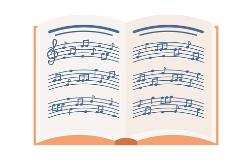 Music book icon. Notebook for musical notes. Vector