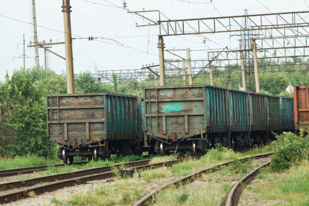 istock Old multicolored freight cars at the marshalling yard in the summertime 1394256568