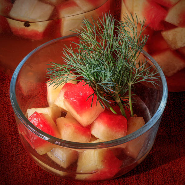 istock Watermelon rind pickled in vinegar and spices 1394267175