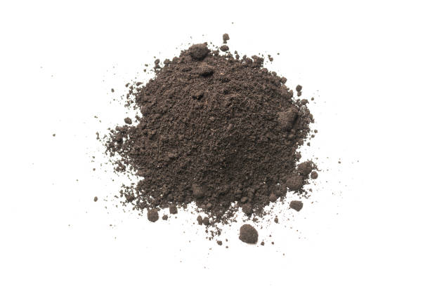 istock Black land for plant isolated on white background. 1394270793