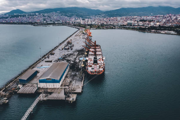 istock Drone Point View of Cargo Ship in the Port. 1394272312