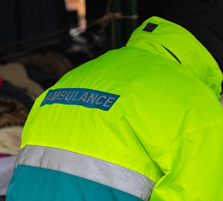 Ambulance Sign at Doctor Reflective Jacket EMS