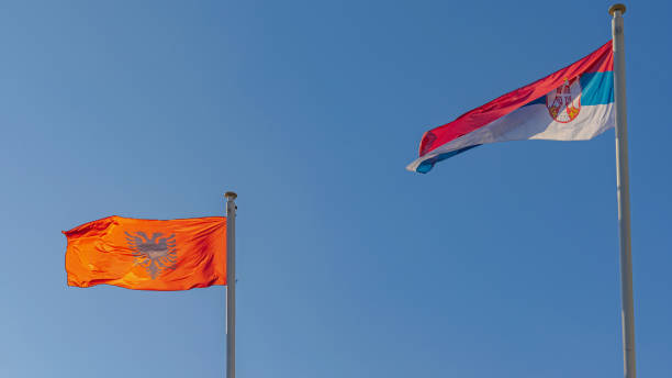 istock Albania Serbia Flags 1394272618