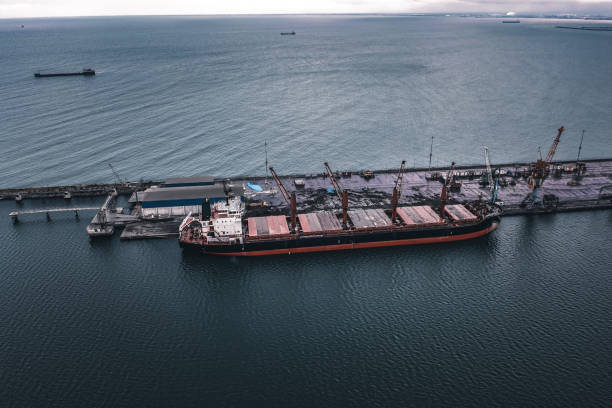 istock Drone Point View of Cargo Ship in the Port. 1394272831