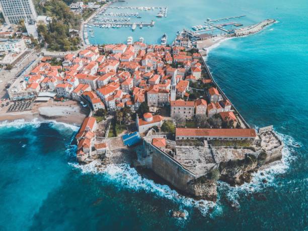 istock Drone views of Budva's Old Town in Montenegro 1394280675