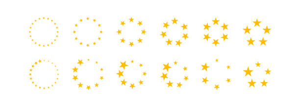 Vector image - yellow stars circle set on white background. Suitable for any design. Vector image - yellow stars circle set on white background. Suitable for any design. EPS10 rounded star shape stock illustrations