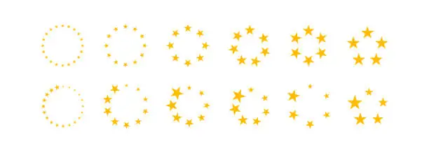 Vector illustration of Vector image - yellow stars circle set on white background. Suitable for any design.