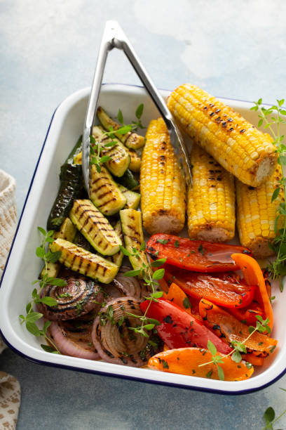 istock Grilled vegetables in balsamic dressing on a tray 1394283242