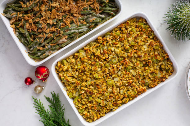 istock Christmas dinner side dishes including greean beans casserole and stuffing 1394283291