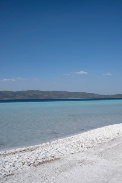 a view from Lake Salda with white sands stock photo