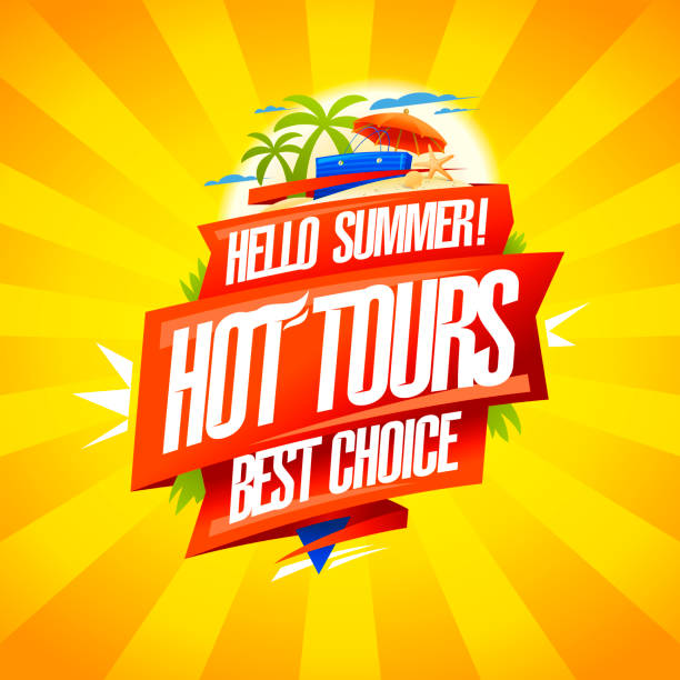 istock Hot tours, hello summer, best choice, travel poster or banner design template 1394286139