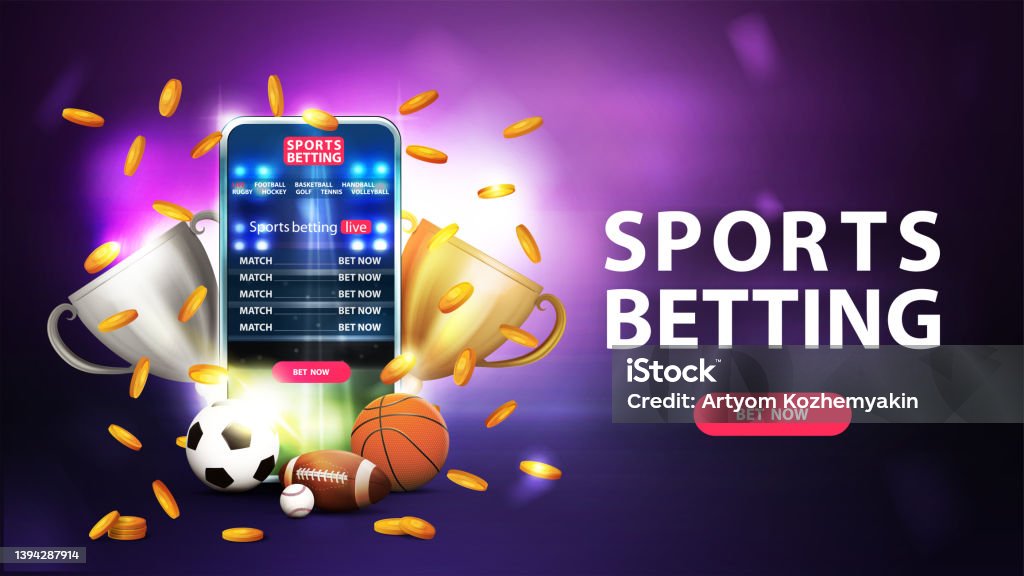 Sports Betting Purple Banner With Smartphone Champion Cups Falling Gold  Coins Sport Balls And Button Stock Illustration - Download Image Now -  iStock