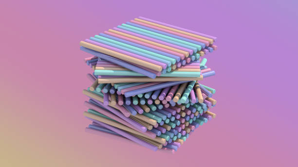 istock Group of pastel color shapes. Abstract illustration, 3d render. 1394289014