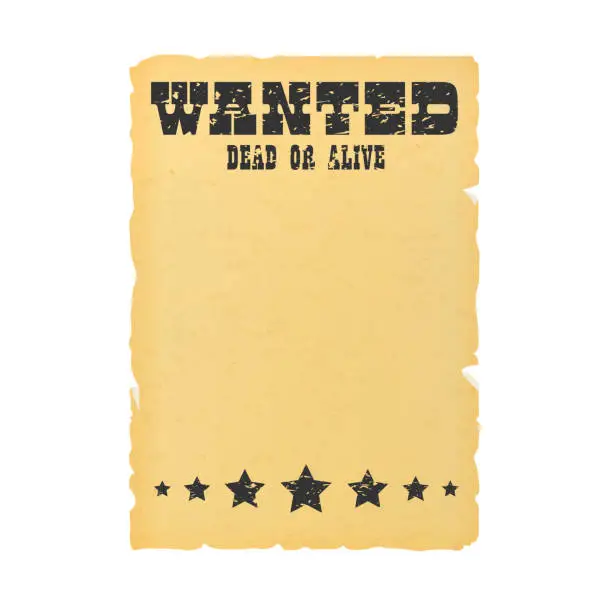 Vector illustration of Vintage western reward placard. Wanted dead or alive poster template